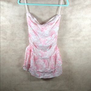 LoveShackFancy x VS PINK Fairy Ballet Pink Floral Lace Ruffle Mini Dress